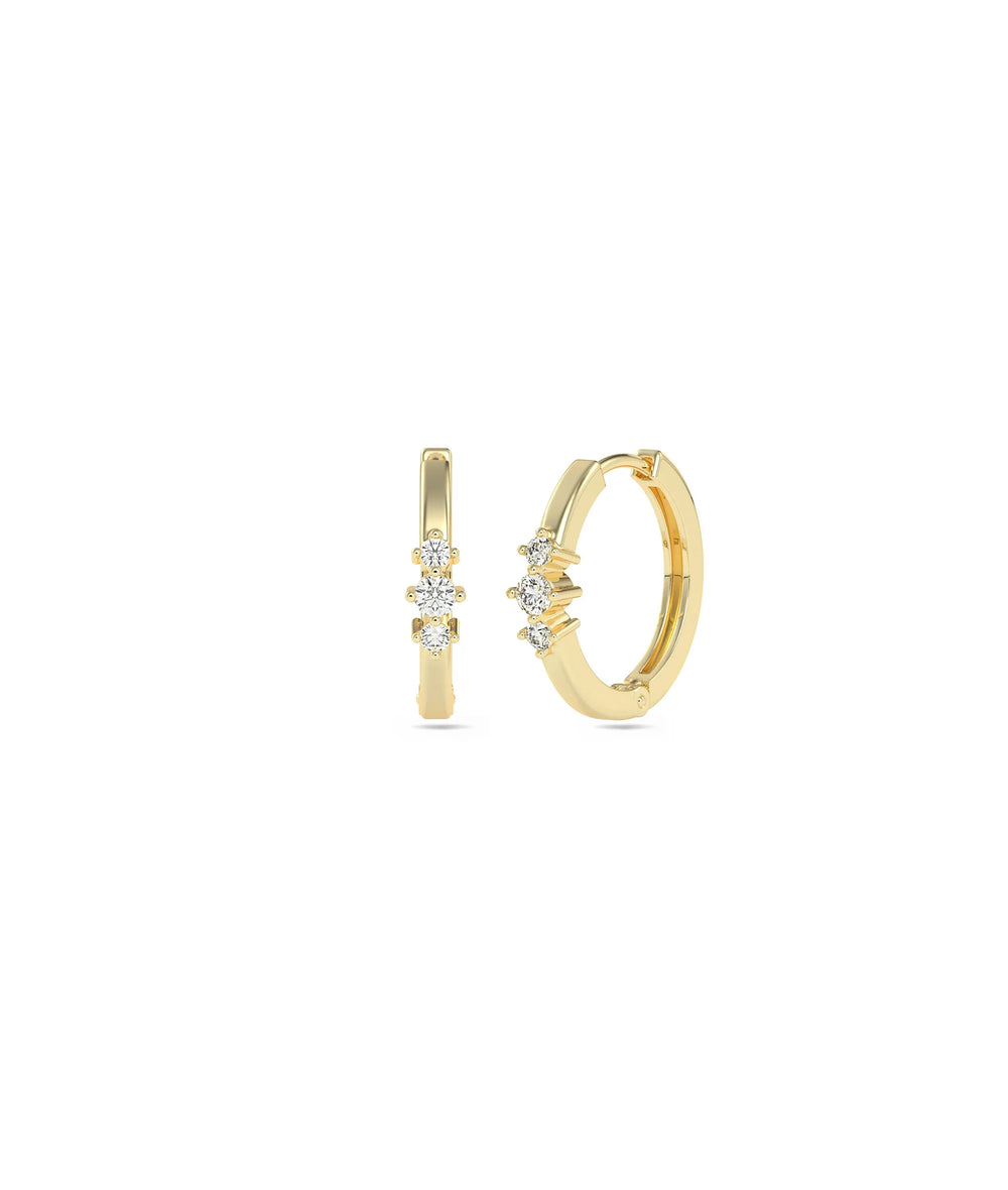 Birthstone and Diamond Hoop Earring - 79e | Everyday 14K Gold Jewelry