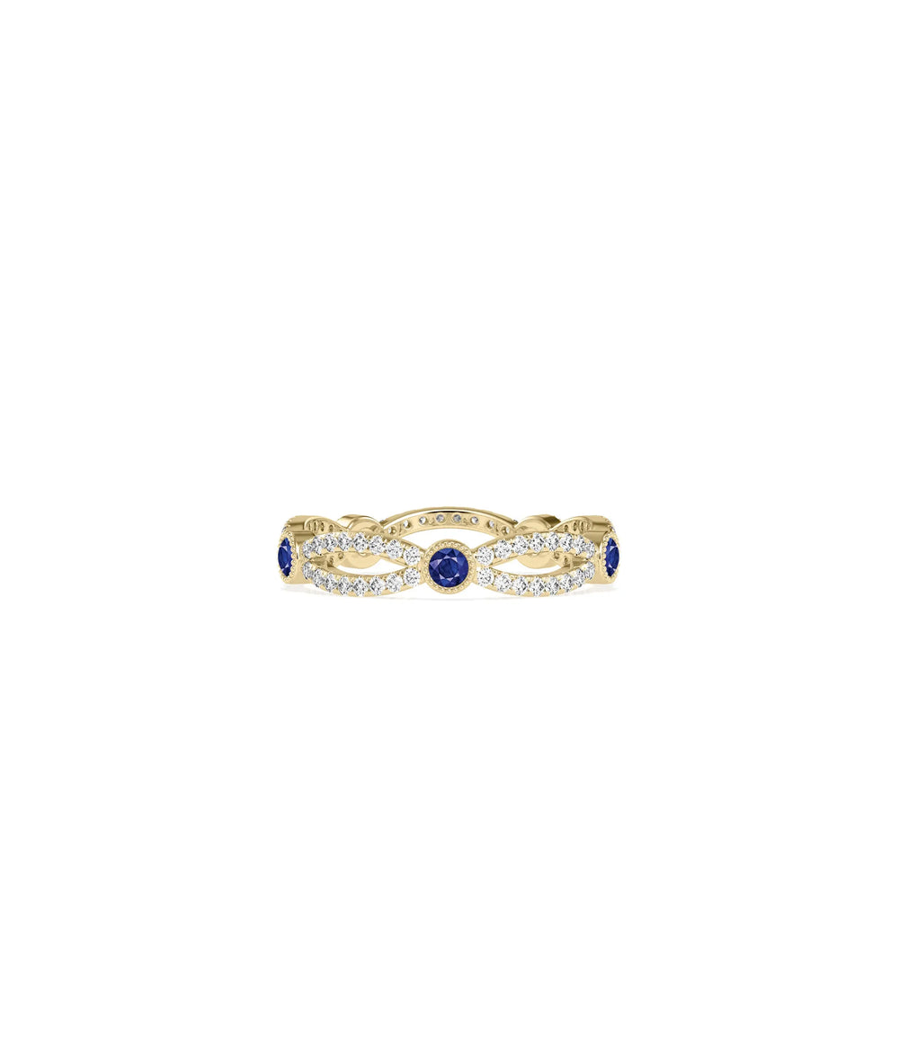Birthstone and Diamond Band Ring - 79e | Everyday 14K Gold Jewelry
