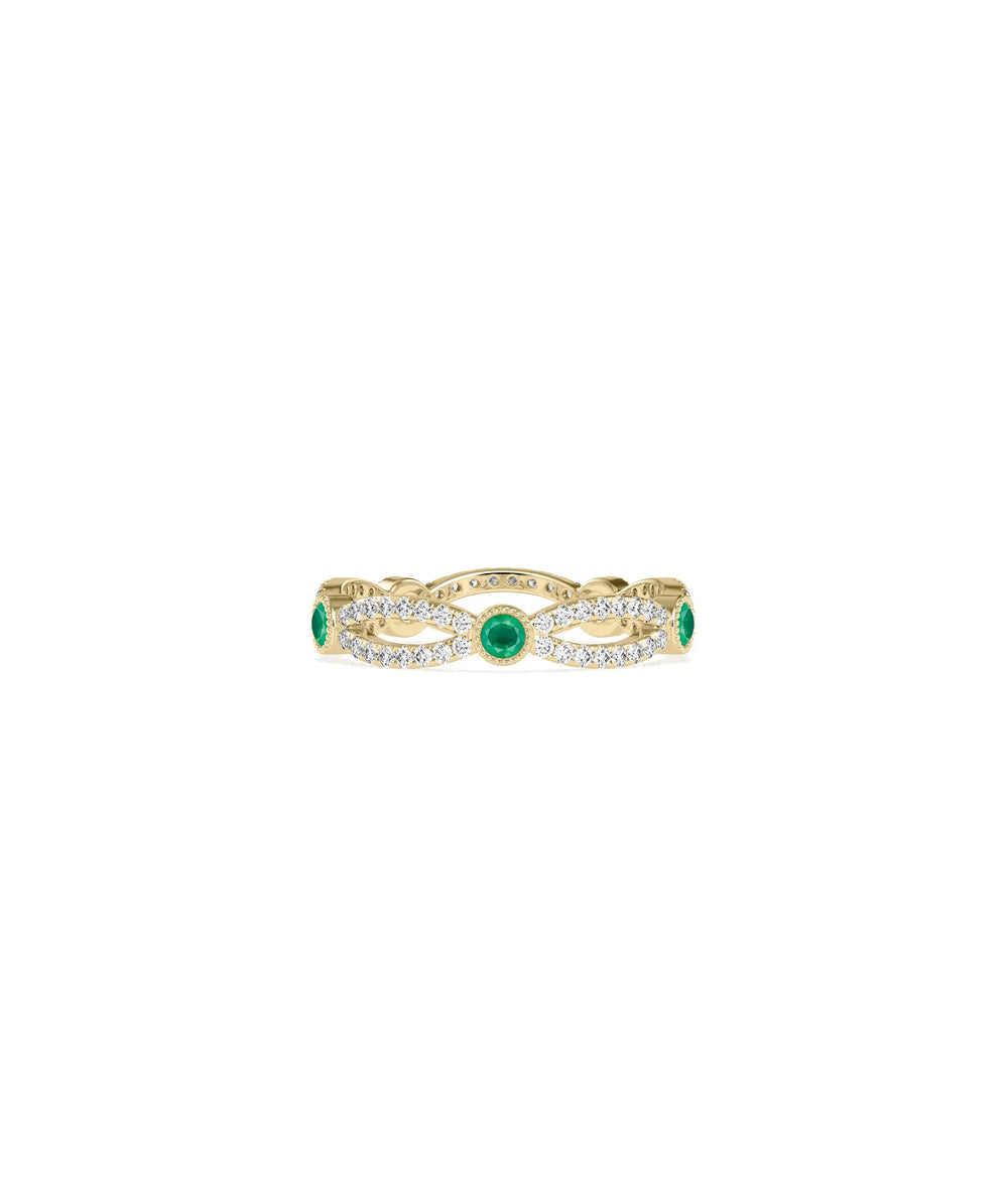 Birthstone and Diamond Band Ring - 79e | Everyday 14K Gold Jewelry