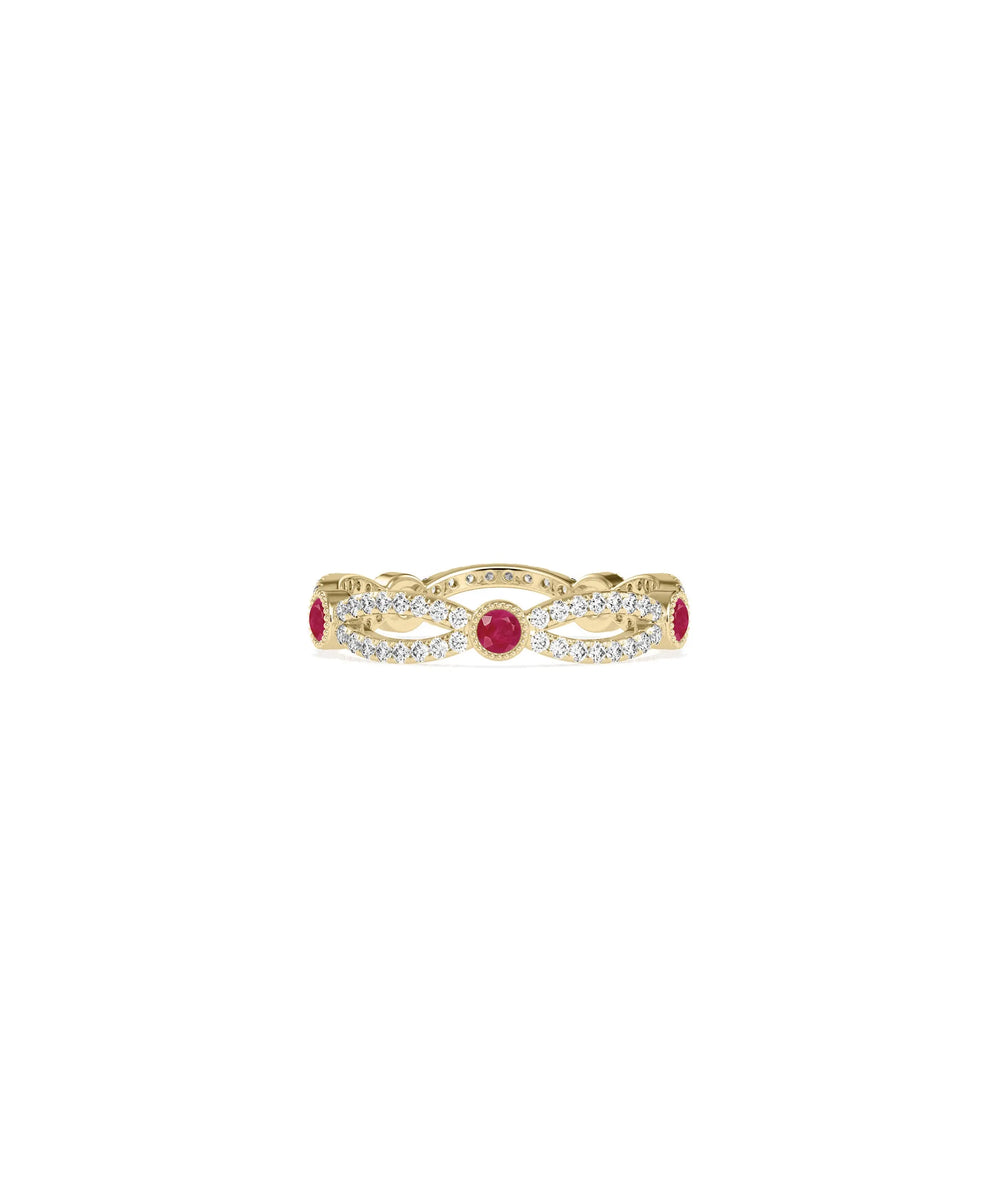 Birthstone and Diamond Band Ring - 79e | Everyday 14K Gold Jewelry