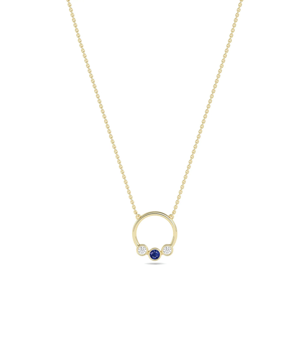 Birthstone and Diamond Circle Necklace - 79e | Everyday 14K Gold Jewelry