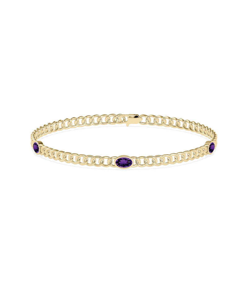 Birthstone Station Curb Link Bracelet - 79e | Everyday 14K Gold Jewelry