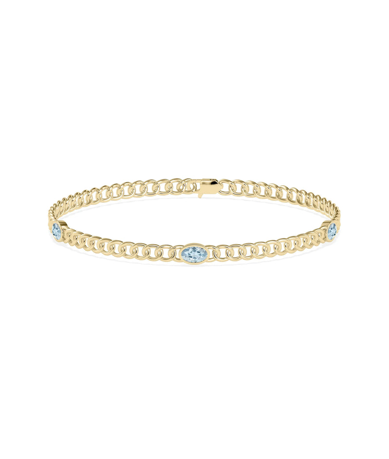 Birthstone Station Curb Link Bracelet - 79e | Everyday 14K Gold Jewelry