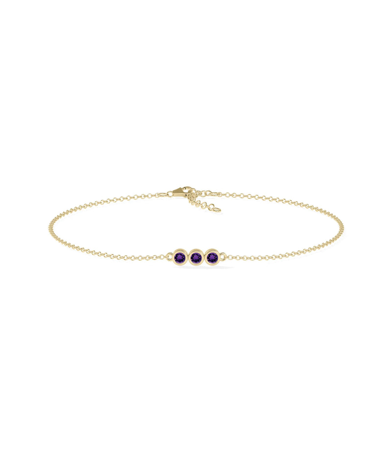 3 Stone Birthstone Bracelet - 79e | Everyday 14K Gold Jewelry