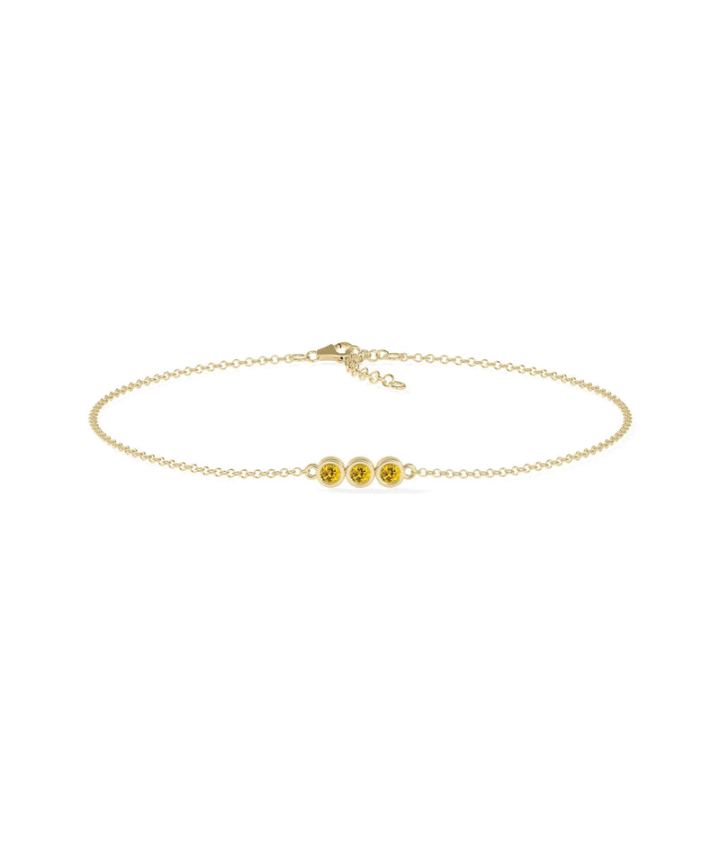 3 Stone Birthstone Bracelet - 79e | Everyday 14K Gold Jewelry