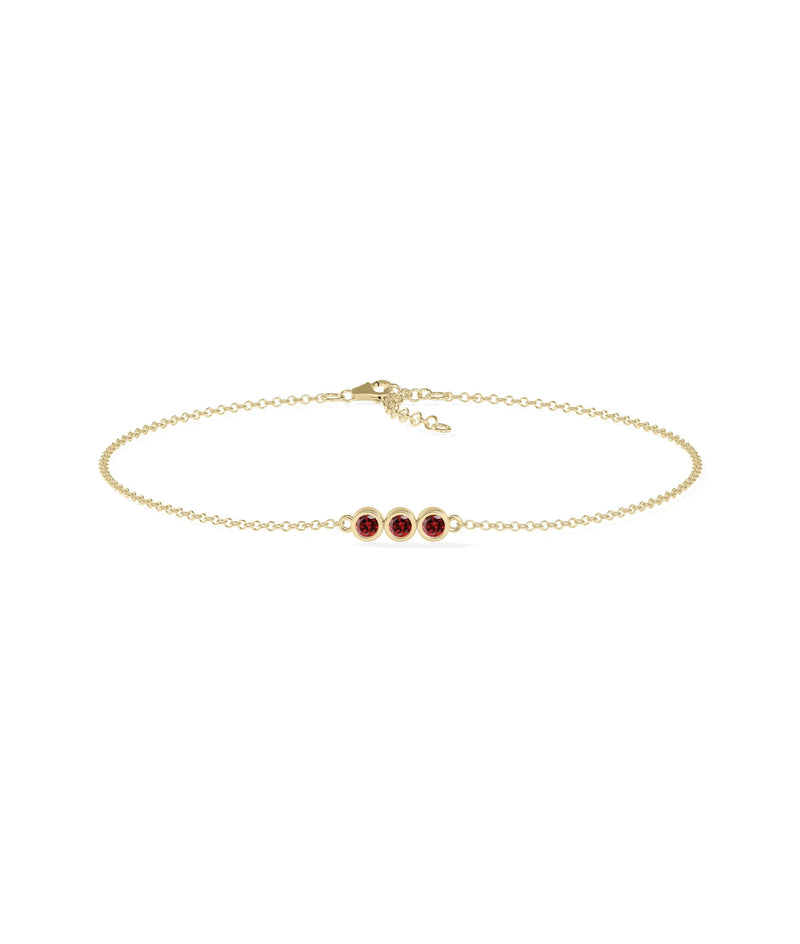 3 Stone Birthstone Bracelet - 79e | Everyday 14K Gold Jewelry