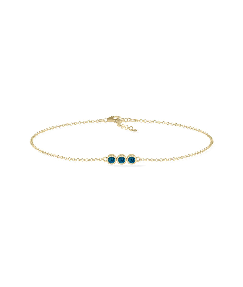 3 Stone Birthstone Bracelet - 79e | Everyday 14K Gold Jewelry
