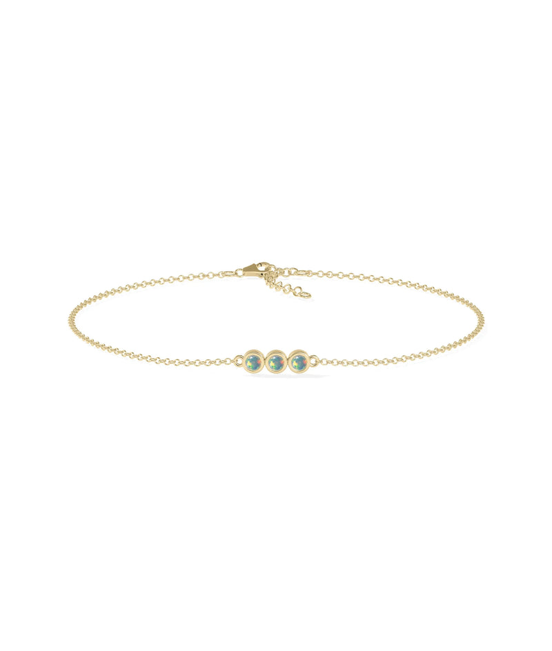 3 Stone Birthstone Bracelet - 79e | Everyday 14K Gold Jewelry