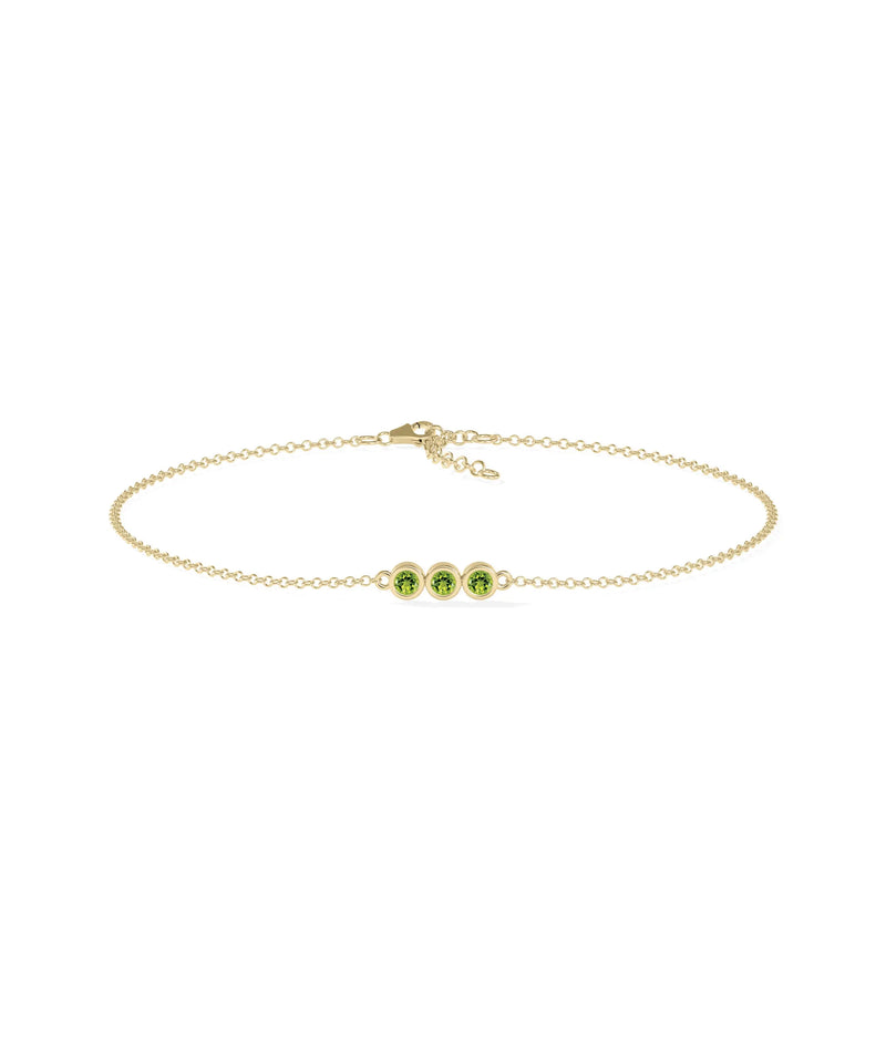 3 Stone Birthstone Bracelet - 79e | Everyday 14K Gold Jewelry