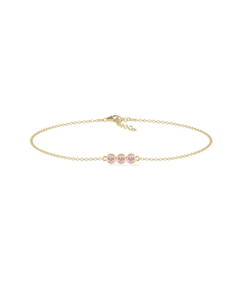 3 Stone Birthstone Bracelet - 79e | Everyday 14K Gold Jewelry