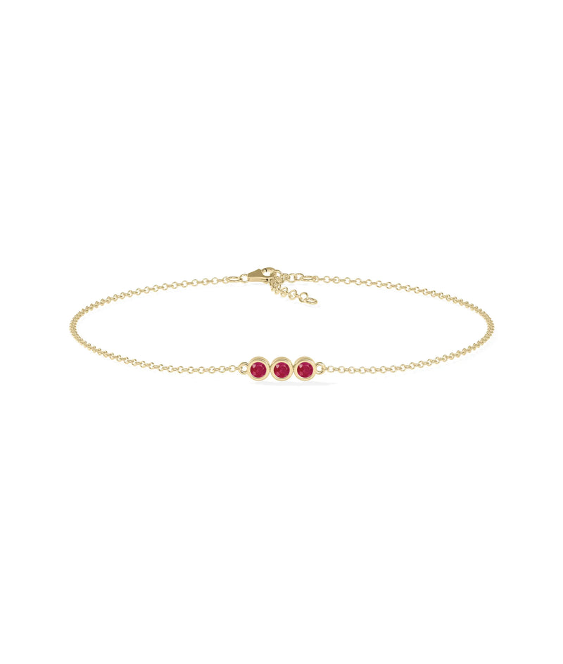 3 Stone Birthstone Bracelet - 79e | Everyday 14K Gold Jewelry