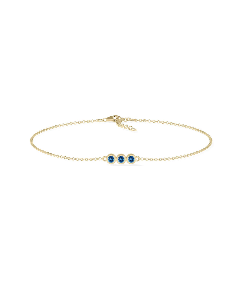 3 Stone Birthstone Bracelet - 79e | Everyday 14K Gold Jewelry