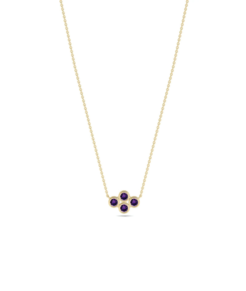 Birthstone Cluster Necklace - 79e | Everyday 14K Gold Jewelry