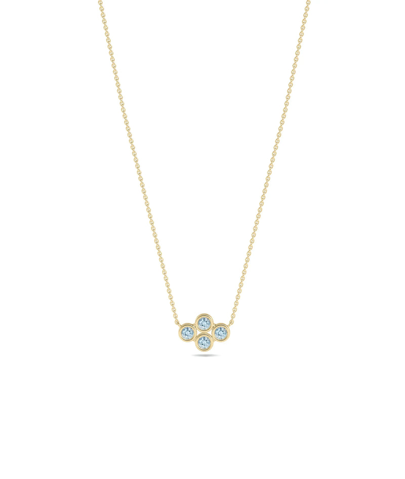 Birthstone Cluster Necklace - 79e | Everyday 14K Gold Jewelry