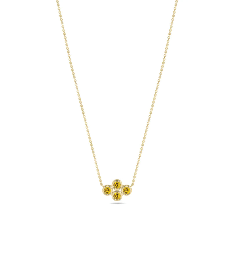 Birthstone Cluster Necklace - 79e | Everyday 14K Gold Jewelry