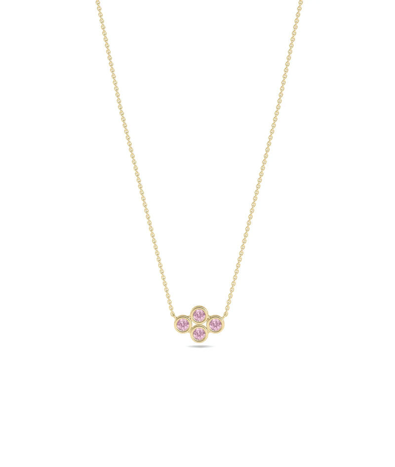 Birthstone Cluster Necklace - 79e | Everyday 14K Gold Jewelry