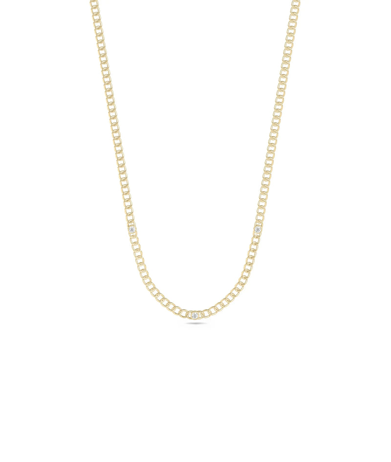 Birthstone Station Curb Link Necklace - 79e | Everyday 14K Gold Jewelry