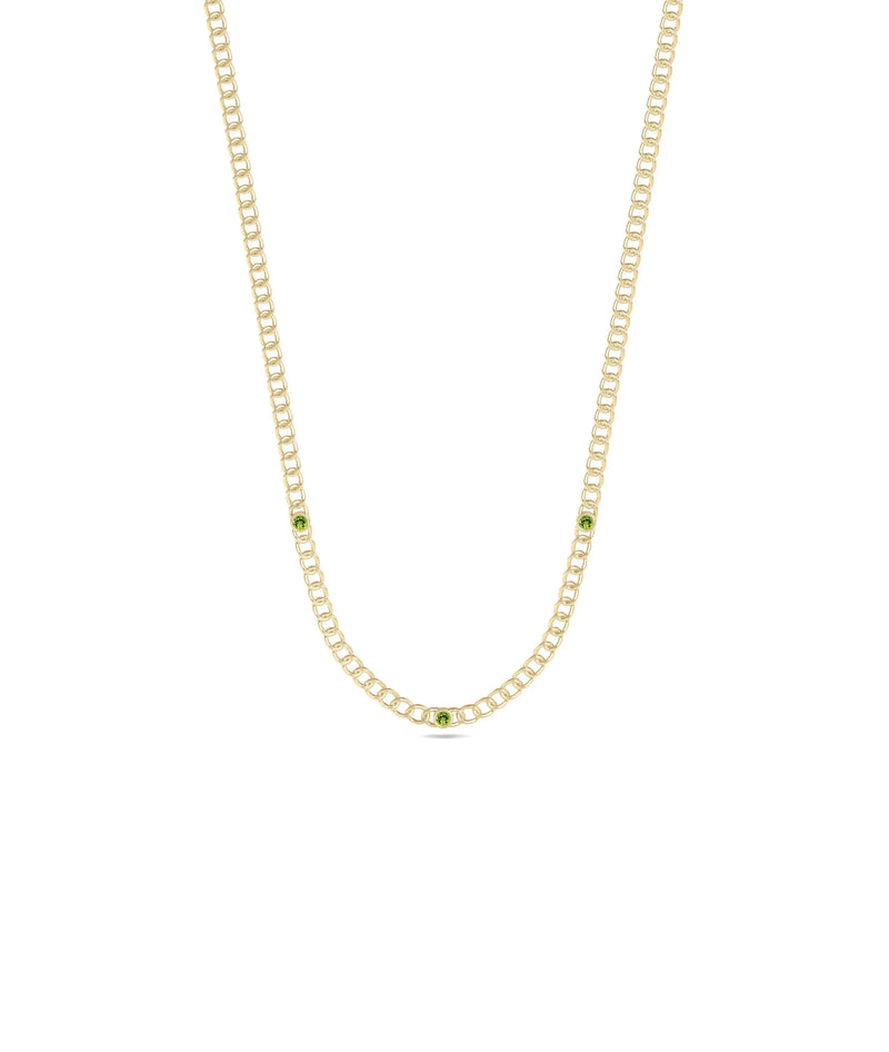 Birthstone Station Curb Link Necklace - 79e | Everyday 14K Gold Jewelry