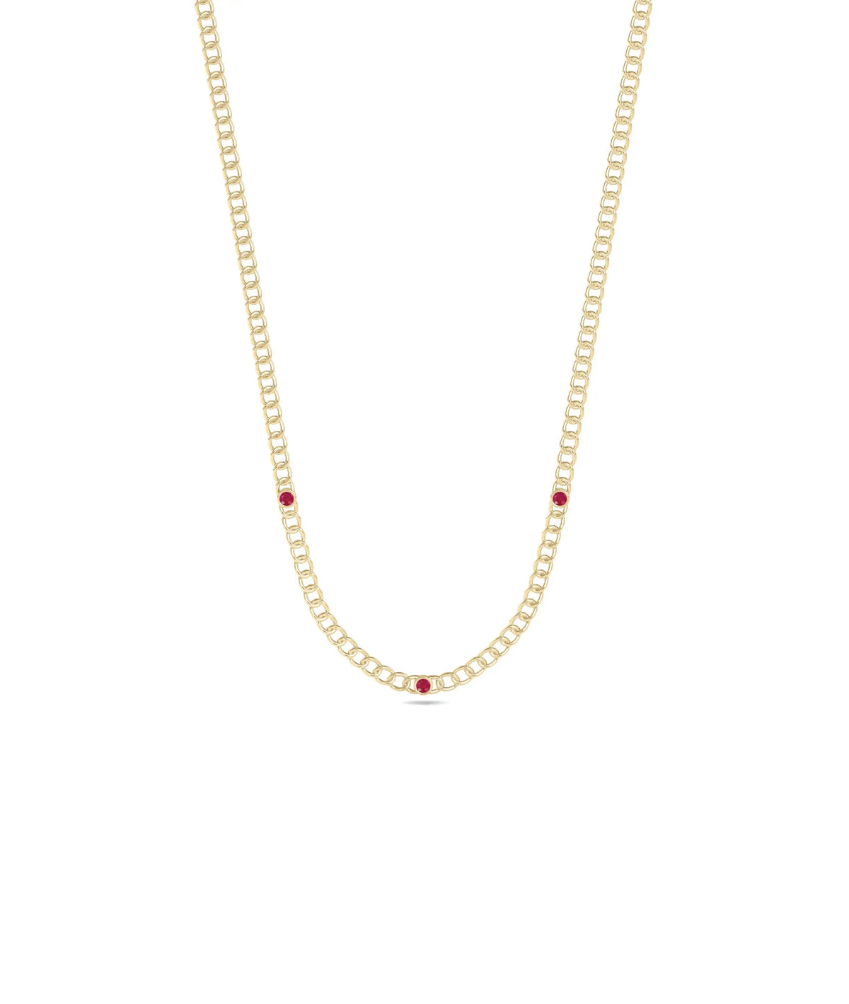 Birthstone Station Curb Link Necklace - 79e | Everyday 14K Gold Jewelry