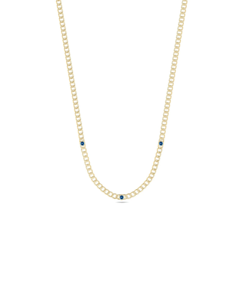 Birthstone Station Curb Link Necklace - 79e | Everyday 14K Gold Jewelry
