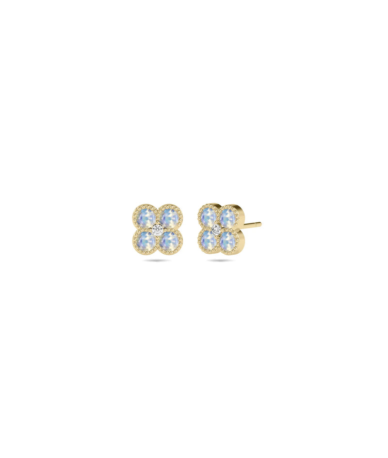 Birthstone and Diamond Cluster Stud Earring - 79e | Everyday 14K Gold Jewelry