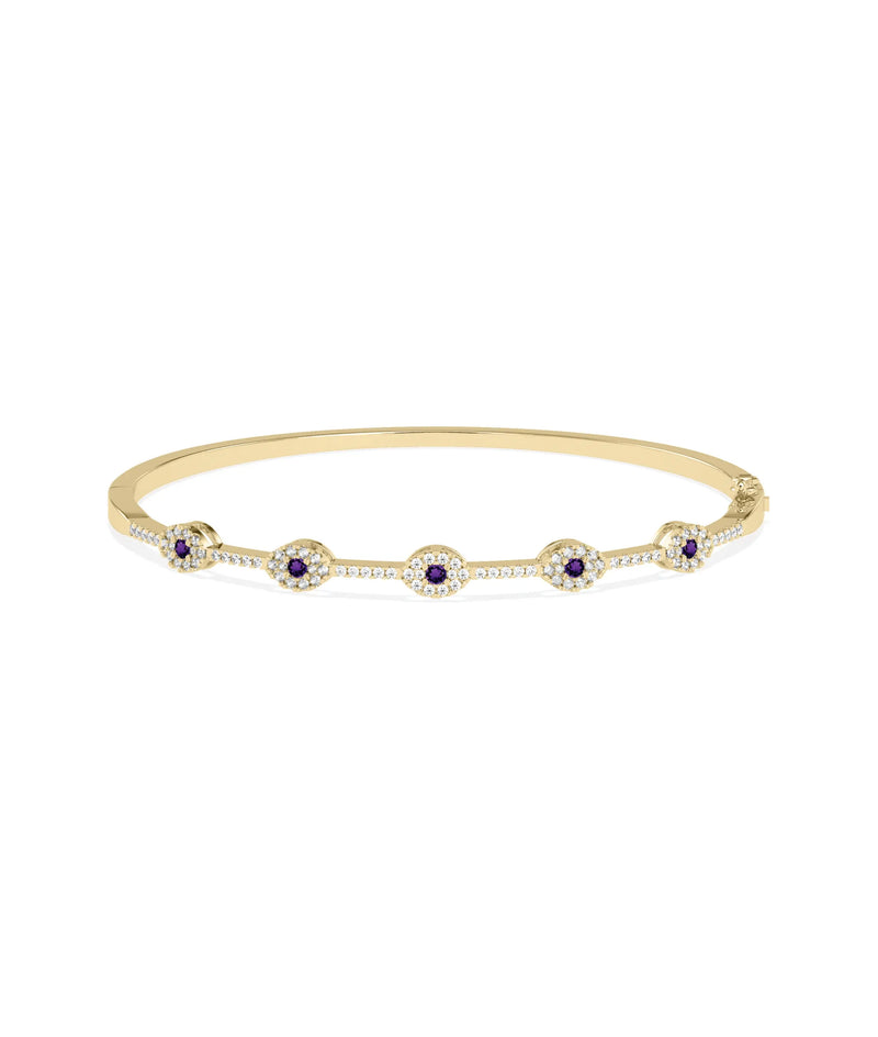 Birhstone and Diamond Evil Eye Bangle - 79e | Everyday 14K Gold Jewelry