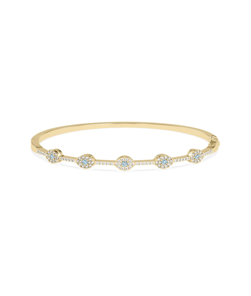 Birhstone and Diamond Evil Eye Bangle - 79e | Everyday 14K Gold Jewelry