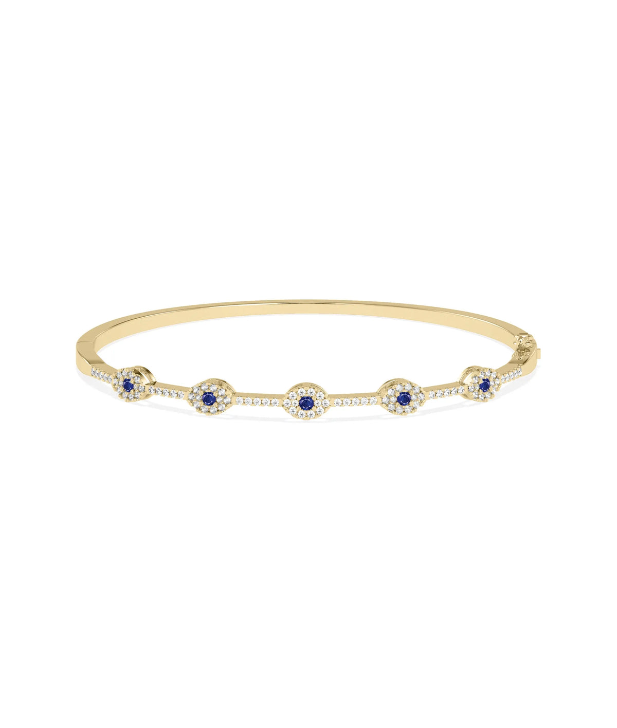 Birhstone and Diamond Evil Eye Bangle - 79e | Everyday 14K Gold Jewelry