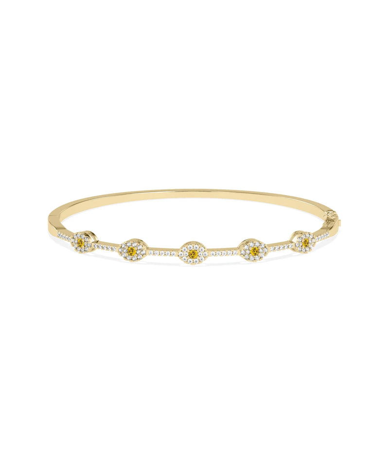 Birhstone and Diamond Evil Eye Bangle - 79e | Everyday 14K Gold Jewelry