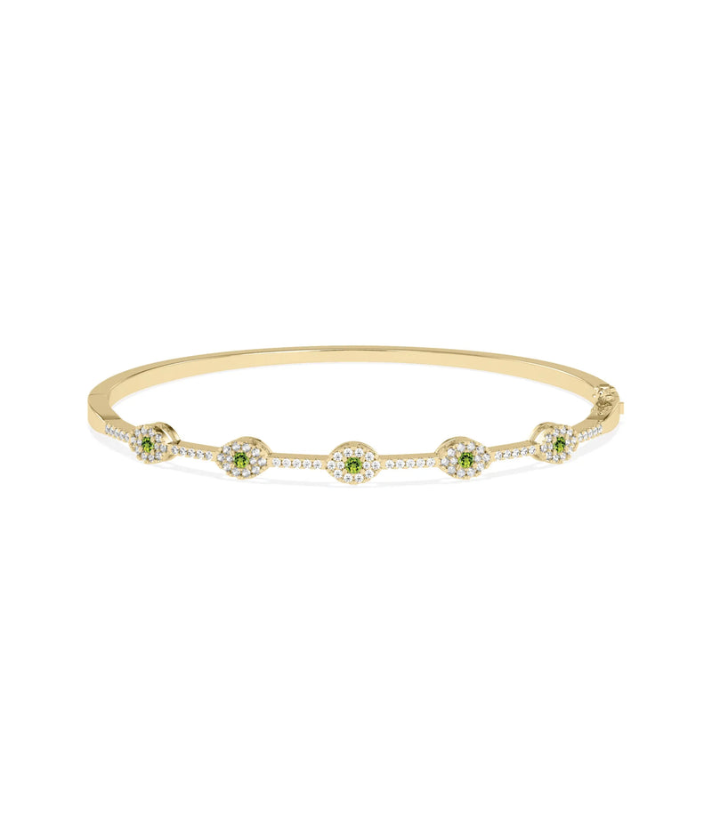 Birhstone and Diamond Evil Eye Bangle - 79e | Everyday 14K Gold Jewelry