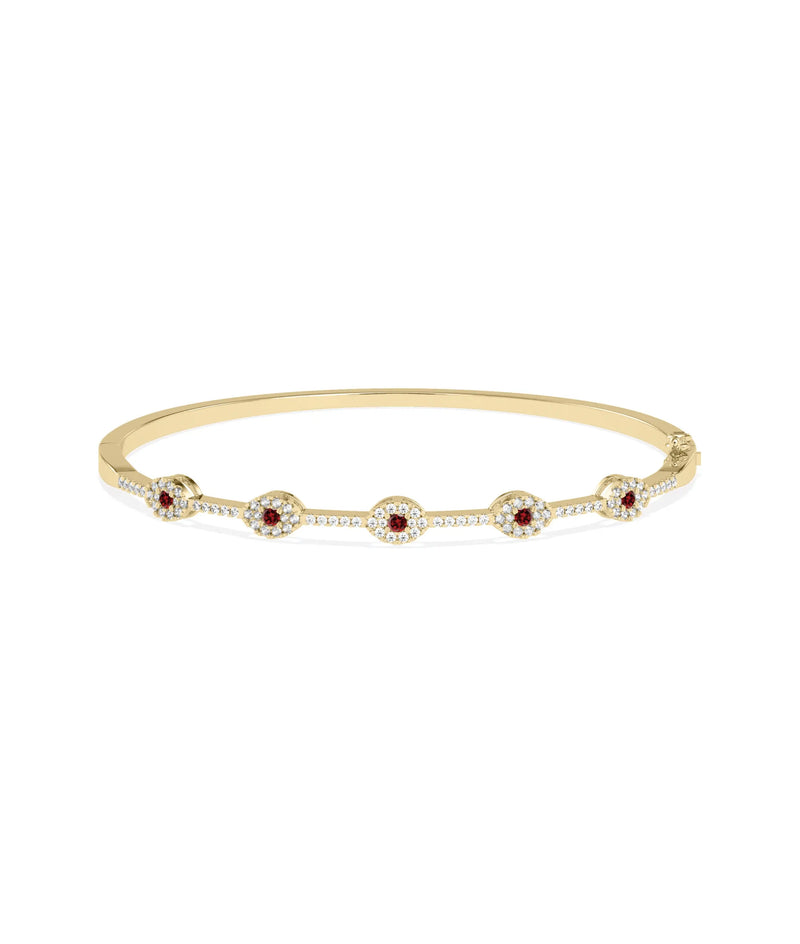 Birhstone and Diamond Evil Eye Bangle - 79e | Everyday 14K Gold Jewelry