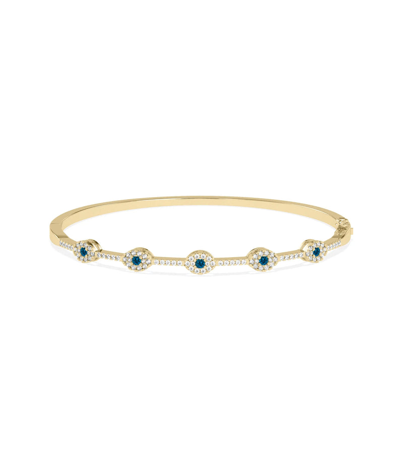 Birhstone and Diamond Evil Eye Bangle - 79e | Everyday 14K Gold Jewelry