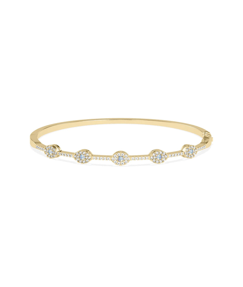 Birhstone and Diamond Evil Eye Bangle - 79e | Everyday 14K Gold Jewelry