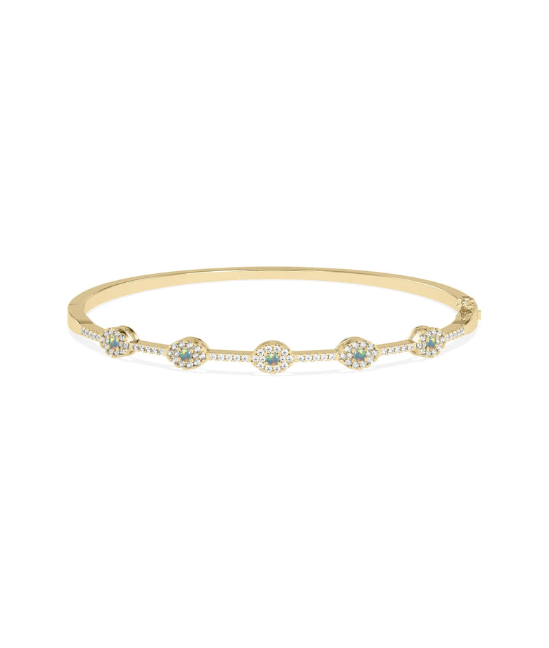 Birhstone and Diamond Evil Eye Bangle - 79e | Everyday 14K Gold Jewelry