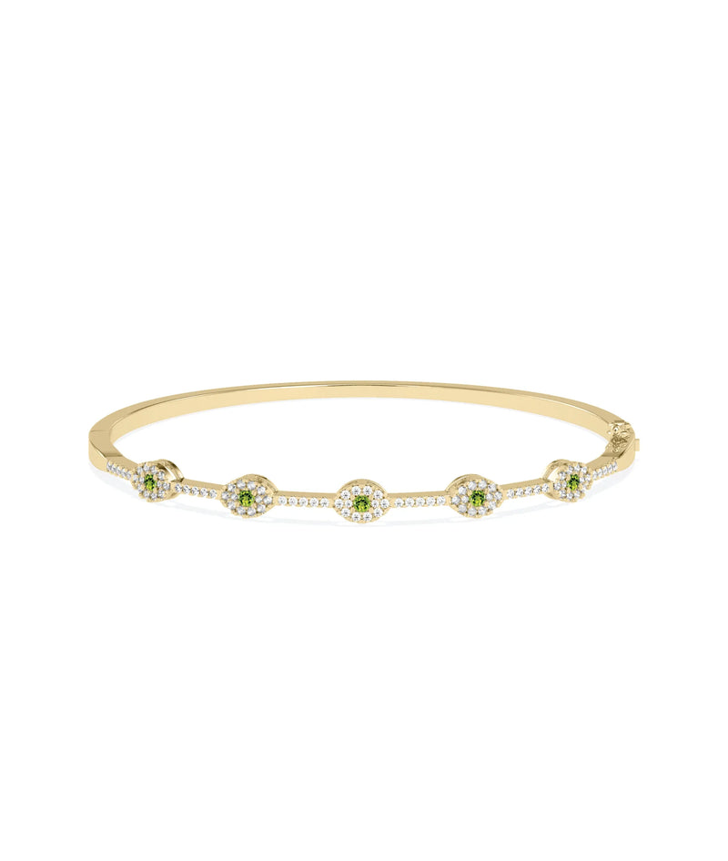 Birhstone and Diamond Evil Eye Bangle - 79e | Everyday 14K Gold Jewelry