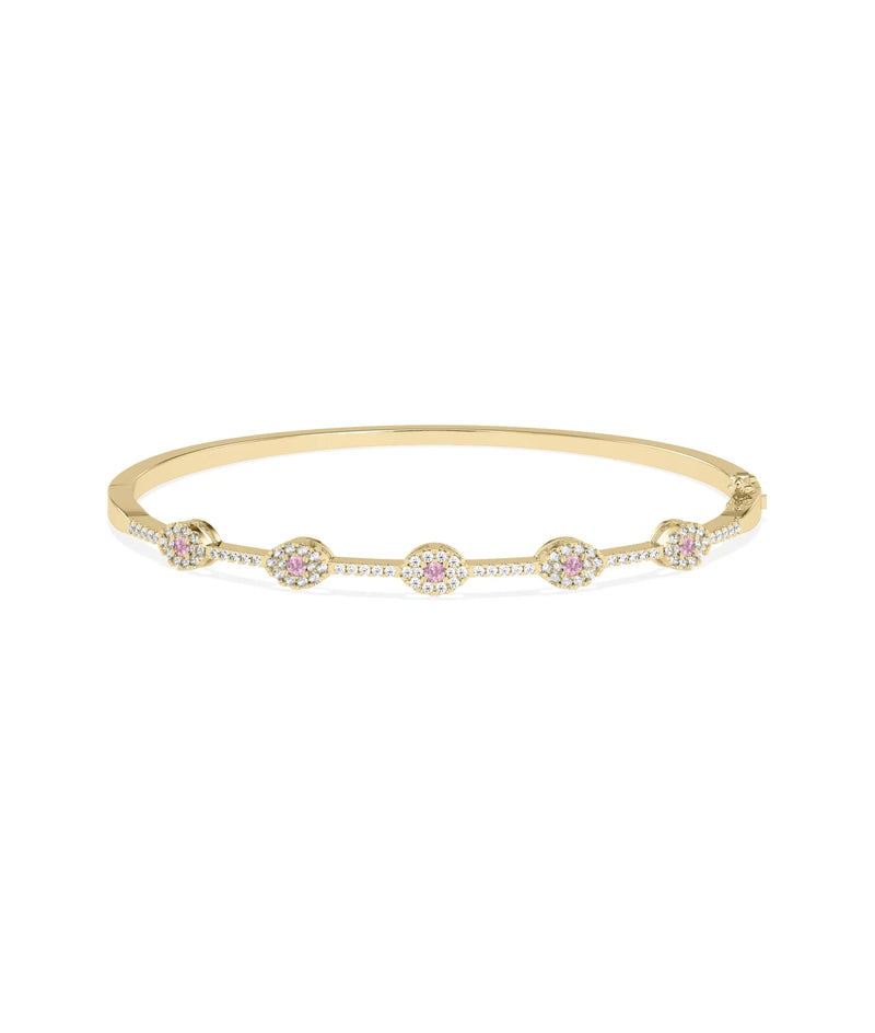 Birhstone and Diamond Evil Eye Bangle - 79e | Everyday 14K Gold Jewelry