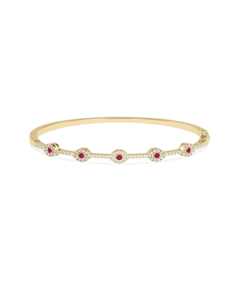 Birhstone and Diamond Evil Eye Bangle - 79e | Everyday 14K Gold Jewelry