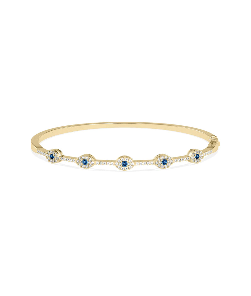 Birhstone and Diamond Evil Eye Bangle - 79e | Everyday 14K Gold Jewelry