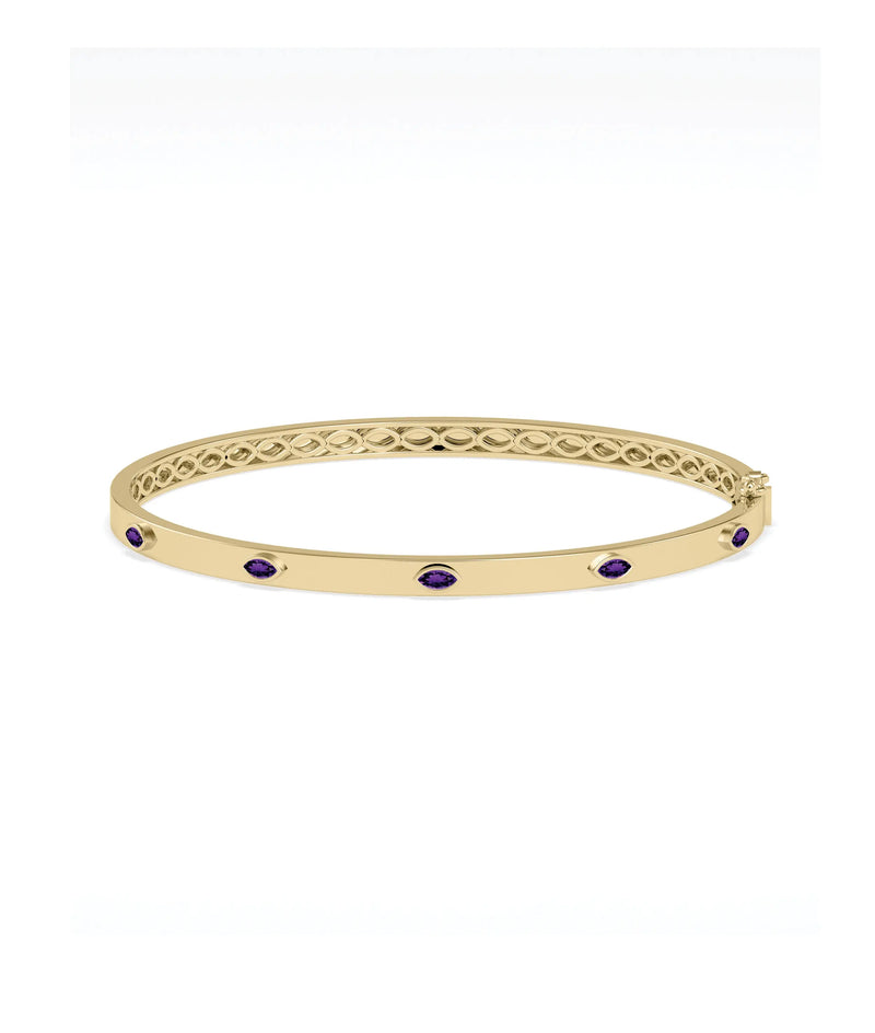 Birthstone Station Bezel Set Bangle - 79e | Everyday 14K Gold Jewelry