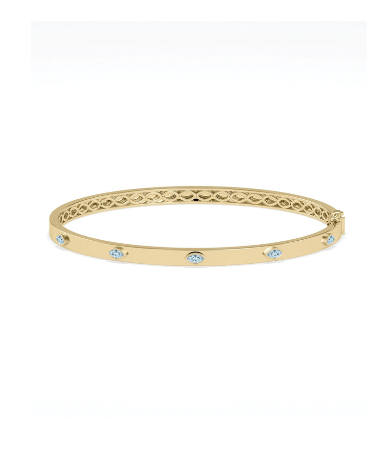 Birthstone Station Bezel Set Bangle - 79e | Everyday 14K Gold Jewelry