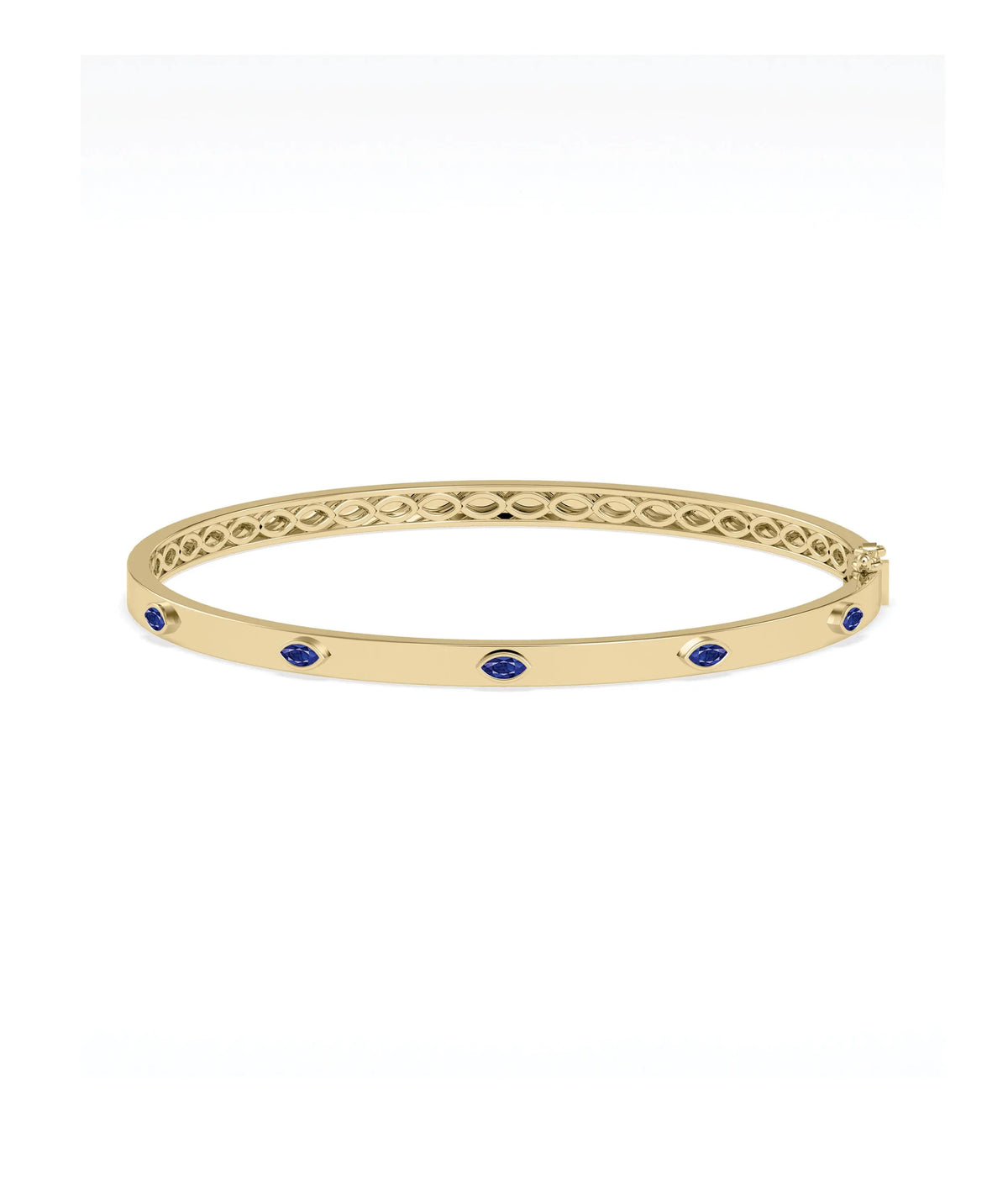 Birthstone Station Bezel Set Bangle - 79e | Everyday 14K Gold Jewelry