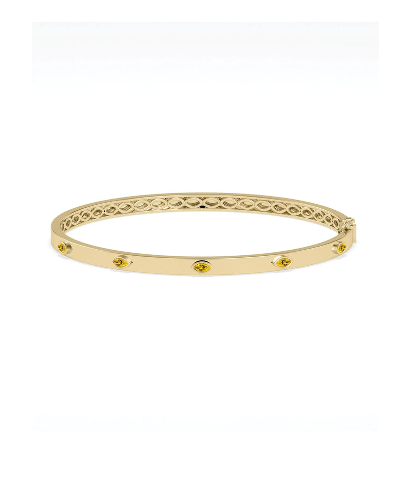 Birthstone Station Bezel Set Bangle - 79e | Everyday 14K Gold Jewelry