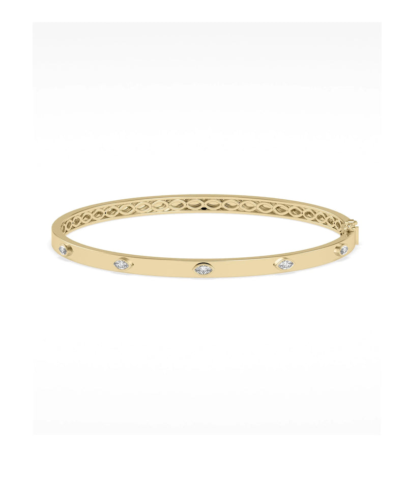 Birthstone Station Bezel Set Bangle - 79e | Everyday 14K Gold Jewelry