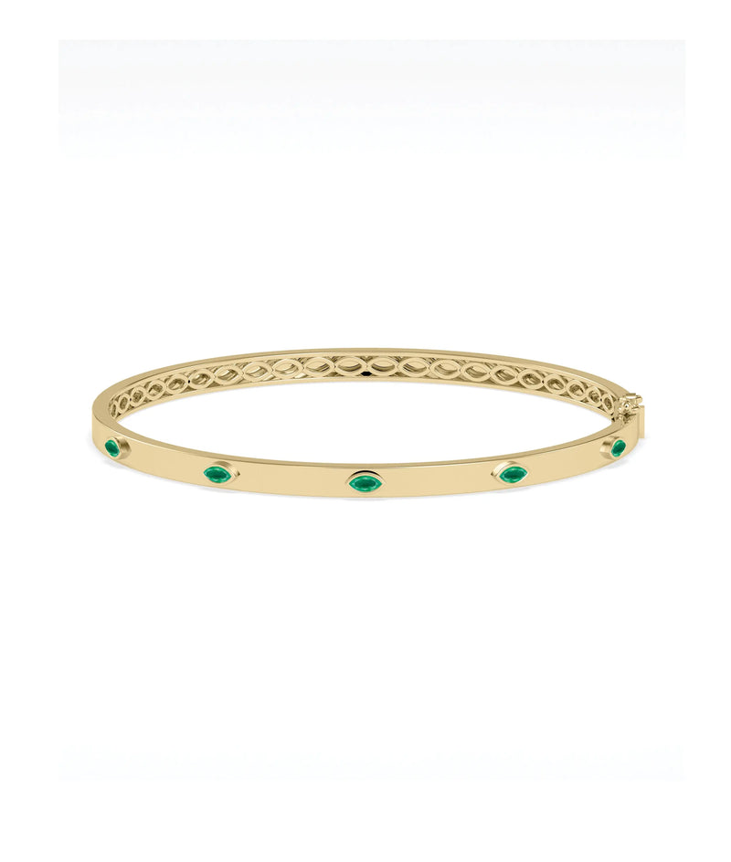 Birthstone Station Bezel Set Bangle - 79e | Everyday 14K Gold Jewelry