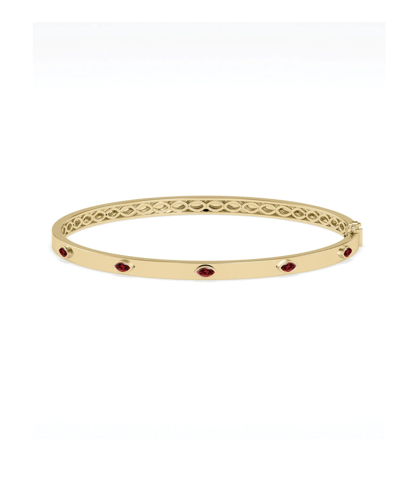 Birthstone Station Bezel Set Bangle - 79e | Everyday 14K Gold Jewelry
