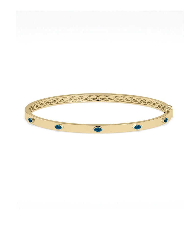 Birthstone Station Bezel Set Bangle - 79e | Everyday 14K Gold Jewelry