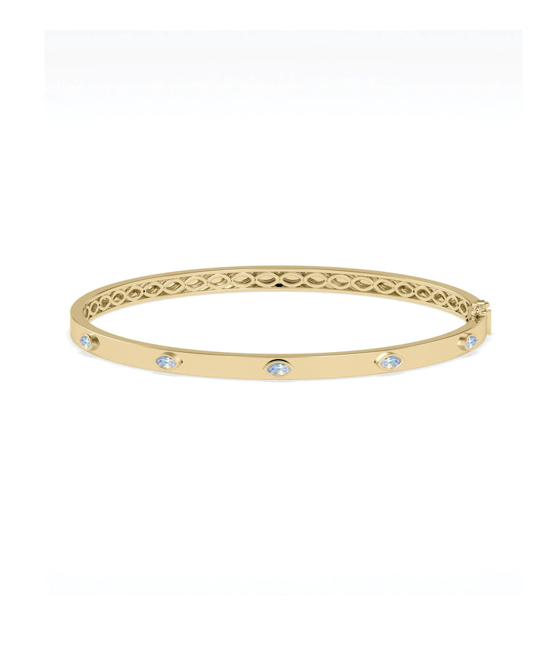 Birthstone Station Bezel Set Bangle - 79e | Everyday 14K Gold Jewelry