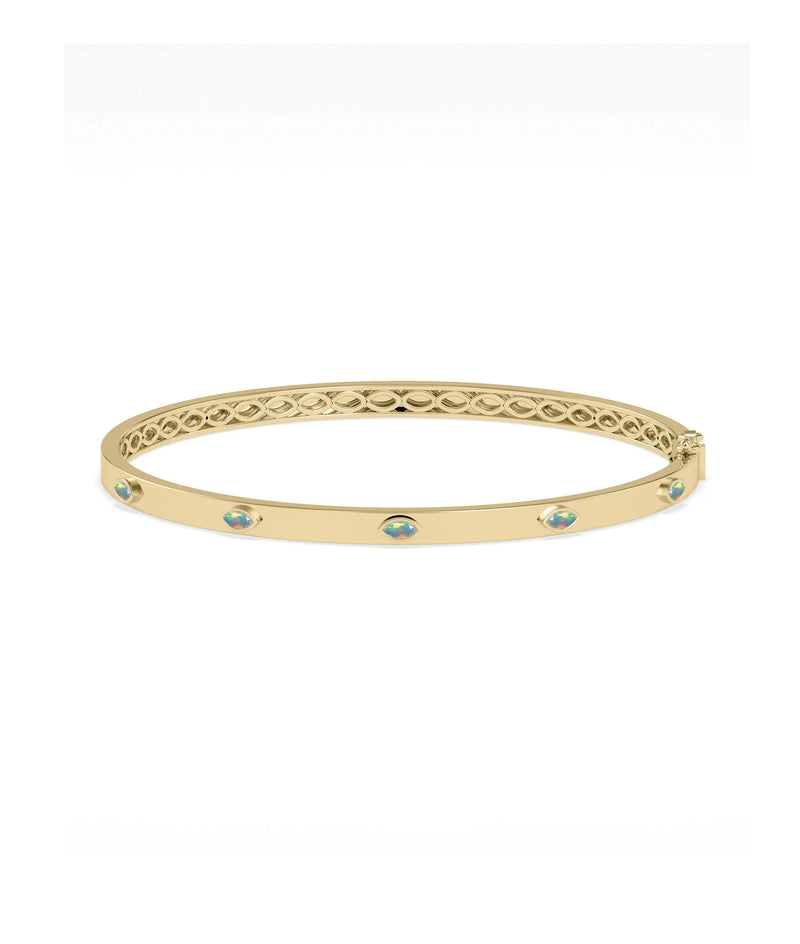 Birthstone Station Bezel Set Bangle - 79e | Everyday 14K Gold Jewelry