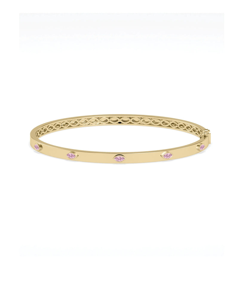 Birthstone Station Bezel Set Bangle - 79e | Everyday 14K Gold Jewelry