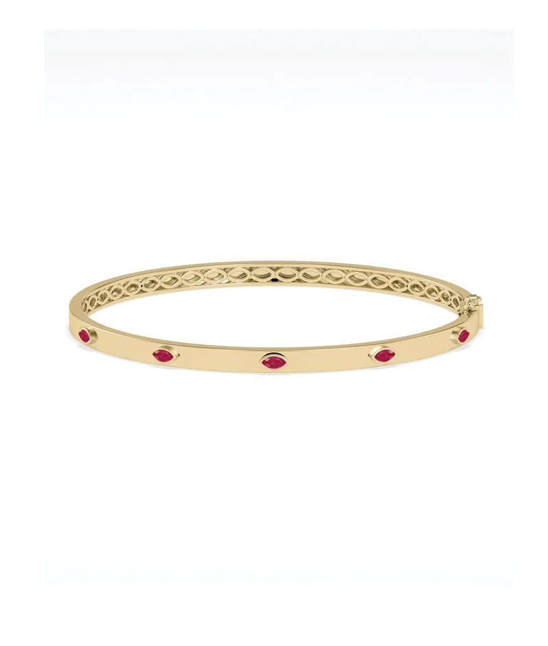 Birthstone Station Bezel Set Bangle - 79e | Everyday 14K Gold Jewelry